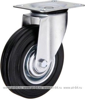 Поворотное стальное колесо с черной резиной SC 125